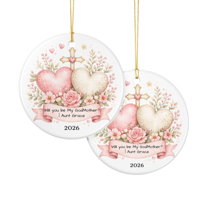 Will You Be My Godmother Ornament Personalized, Ceramic Proposal Keepsake with Name, Godmother Proposal Gift 2026
