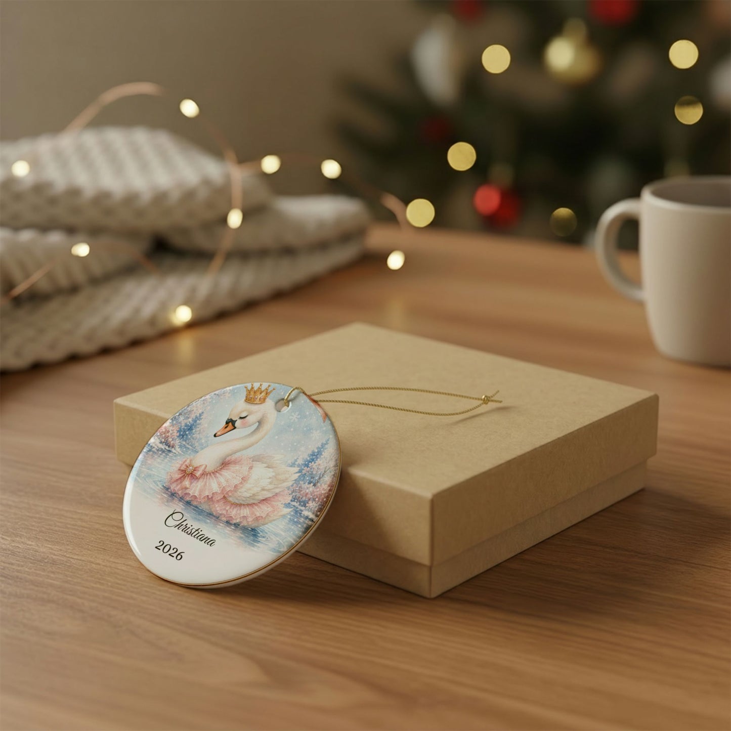 Baby Girl First Christmas Ornament Personalized, Swan Princess Keepsake with Name, Little Princess New Baby Gift 2026