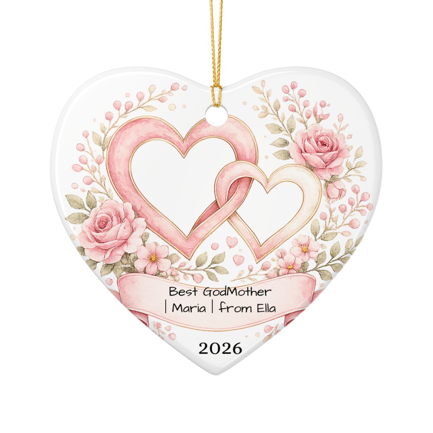 Godmother Christmas Ornament Personalized, Ceramic Keepsake with Name, Gift for Godmother from Godchild 2026