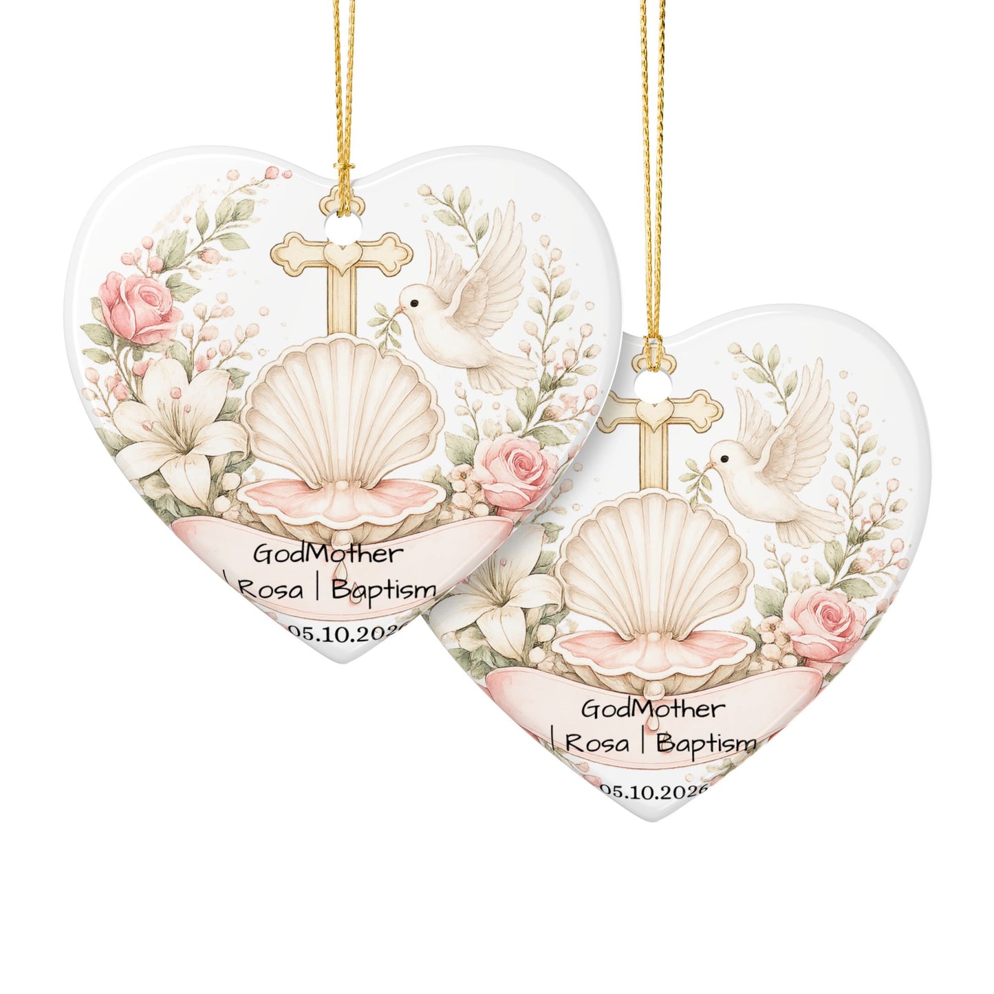 Baptism Godmother Ornament Personalized, Ceramic Christening Keepsake with Name Date, Godmother Baptism Gift 2026