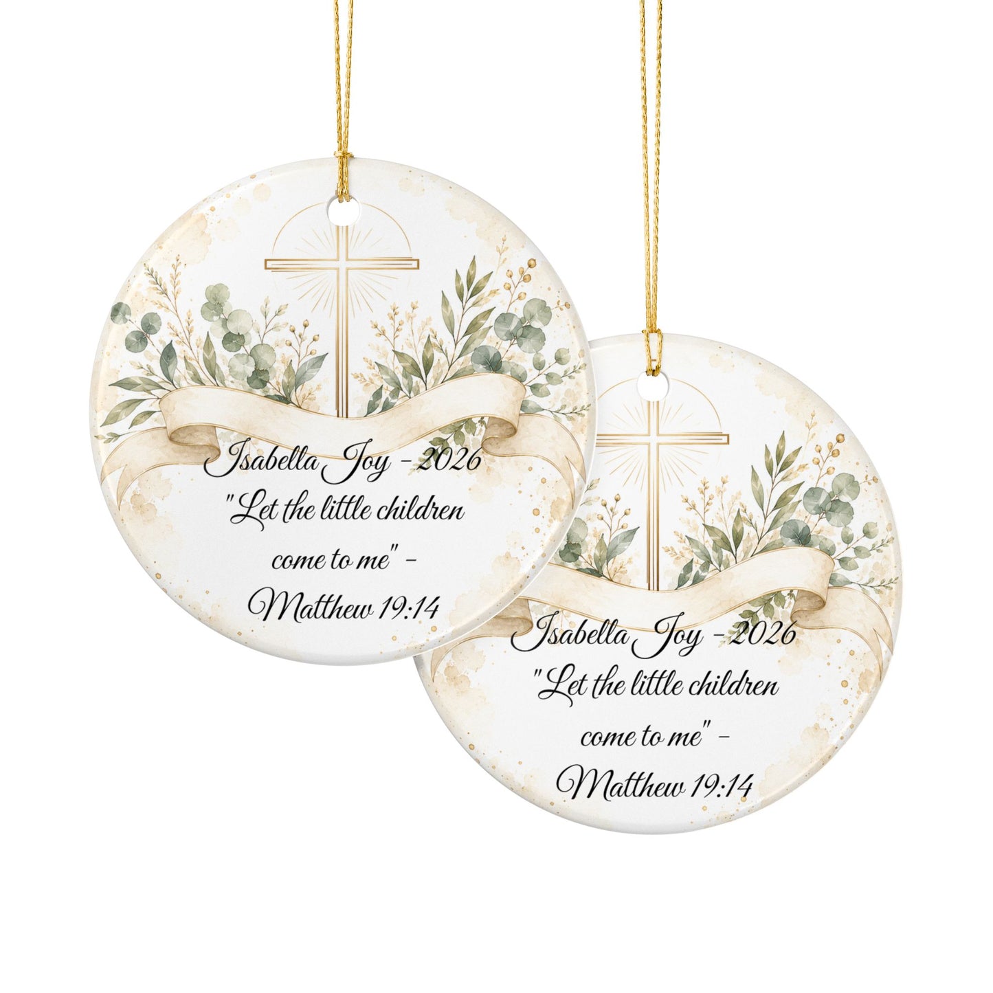 Scripture Baptism Ornament Personalized, Bible Verse Christening Keepsake with Name, Ceramic Religious Gift, Baby Dedication Ornament 2026