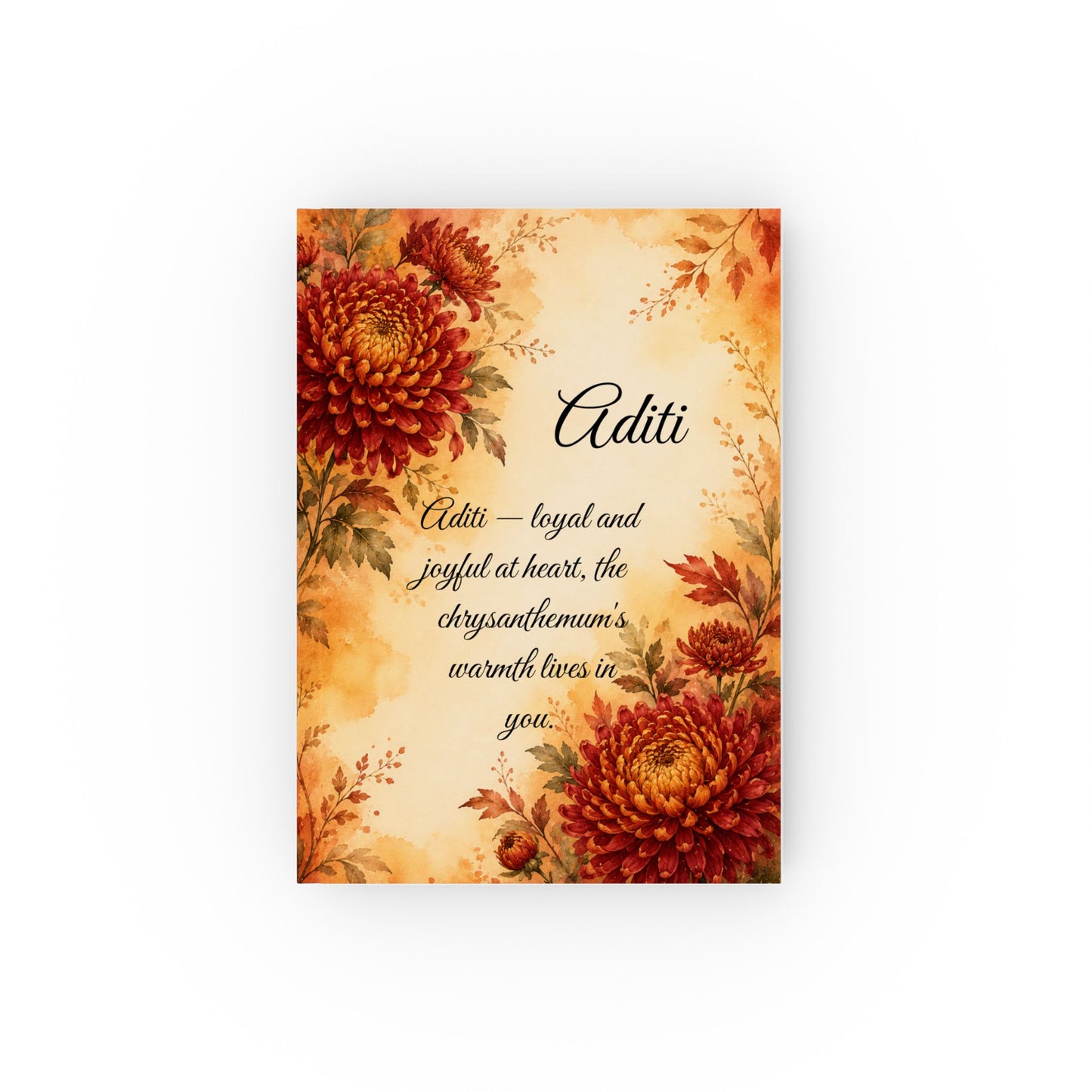 Chrysanthemum Birth Month Flower Journal Custom Name, November Birthday Thanksgiving Gift for Her, Personalized Gratitude Diary