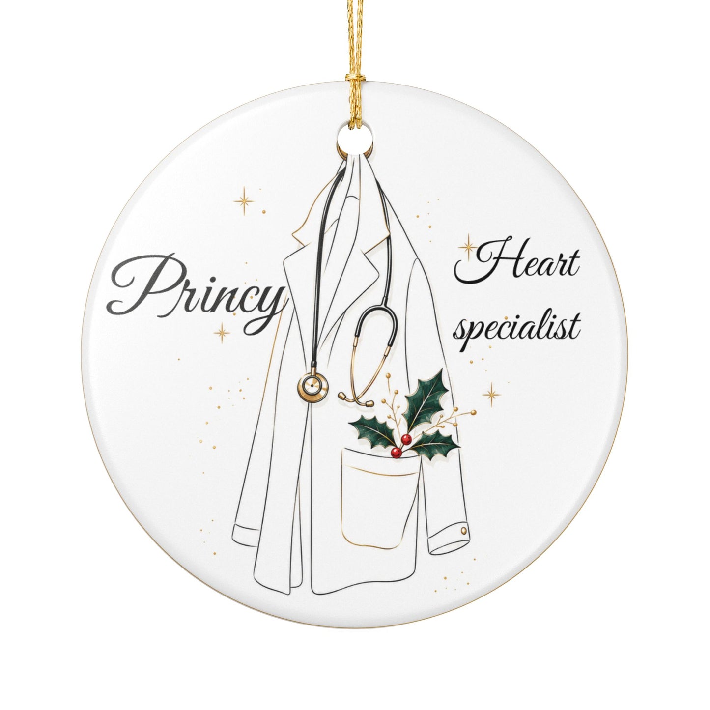 Heart Specialist Heart Ornament | Doctor Coat Stethoscope Ceramic Decoration