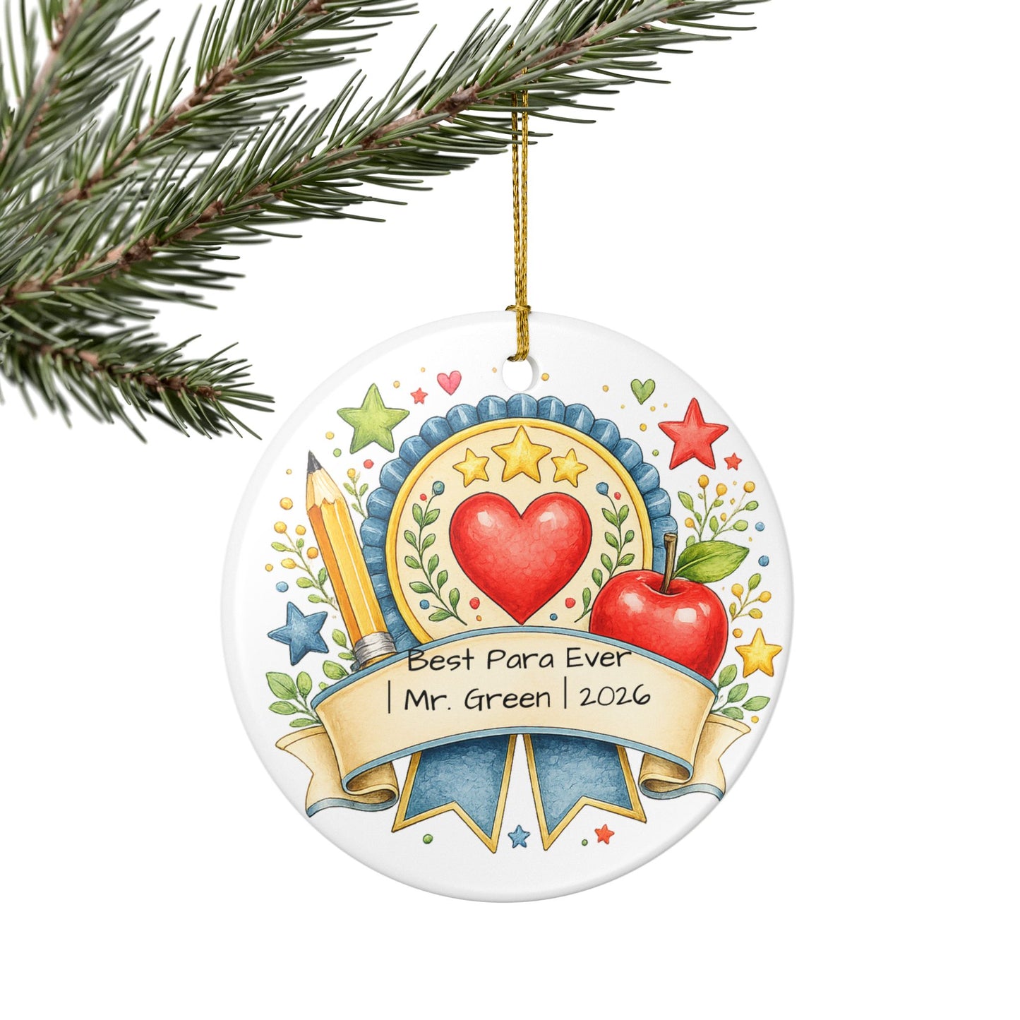 Best Para Ever Christmas Ornament Personalized with Name, Ceramic Keepsake, Paraprofessional Appreciation Gift 2026