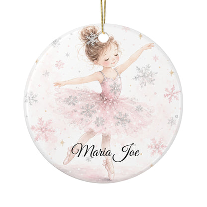 Ballet Ballerina with Snowflakes Ceramic Ornament | Two-Sided