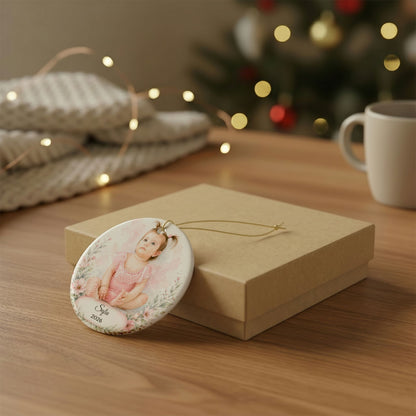 Personalized Baby Portrait Ornament ceramic keepsake | Photo Name Year