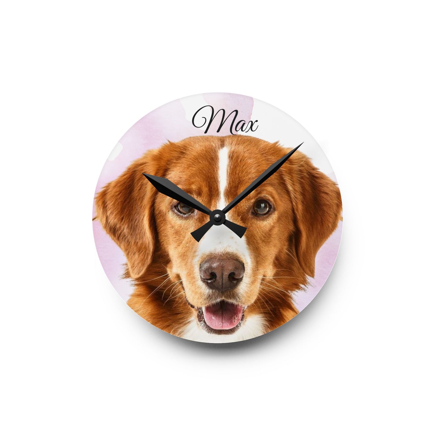 Personalized Dog Photo Wall Clock Acrylic | Custom Pet Portrait Clock