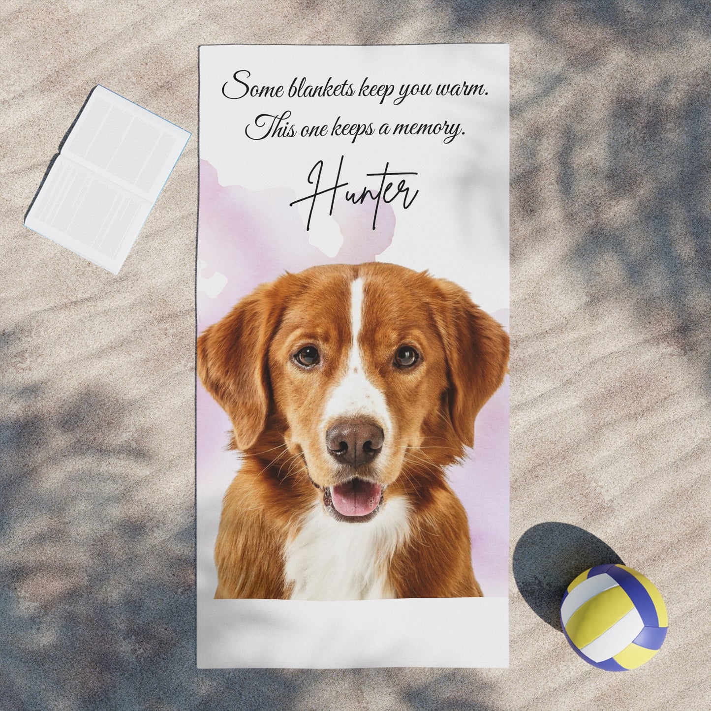 Personalized Dog Photo Memorial Beach Towel | Pet Memory Name