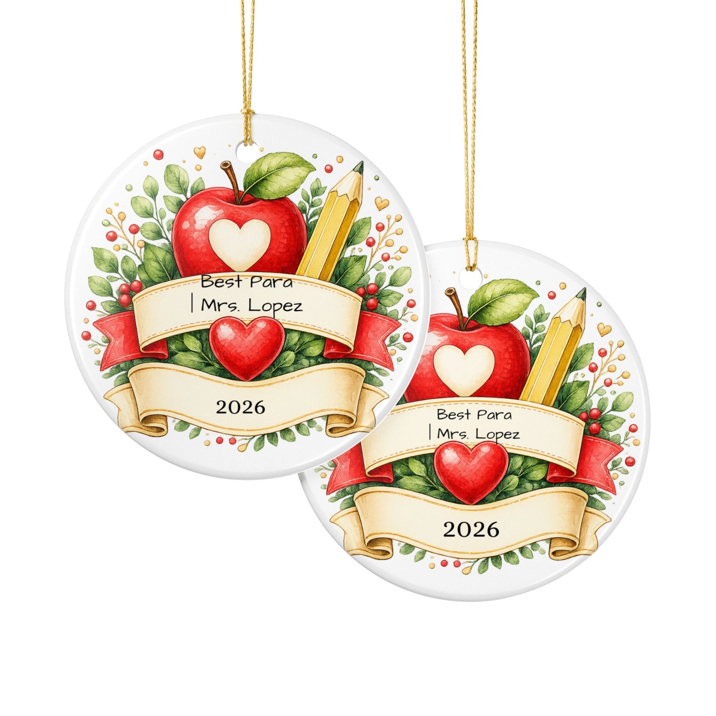 Paraprofessional Christmas Ornament Personalized, Ceramic Keepsake with Name, Para Appreciation Gift, Teacher Aide 2026