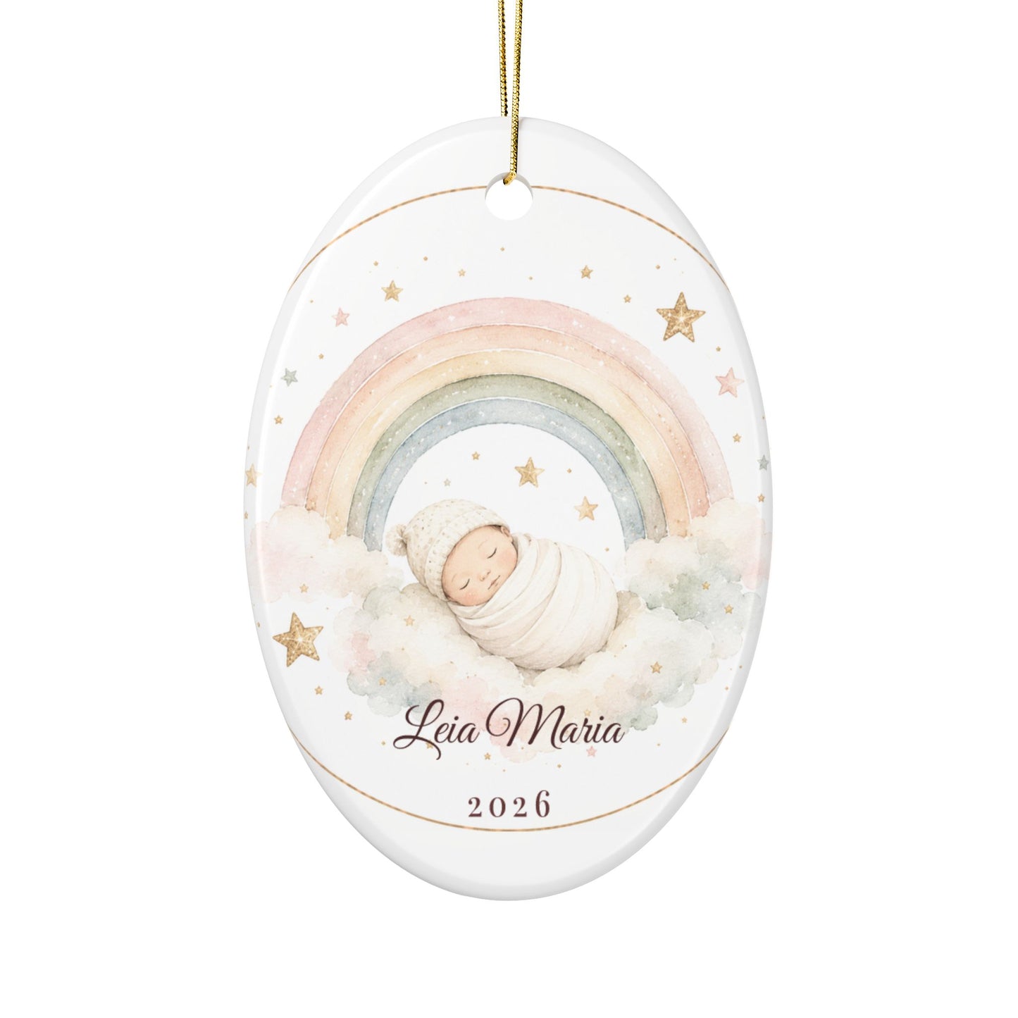 Personalized Baby Rainbow Ornament | Ceramic Ornament