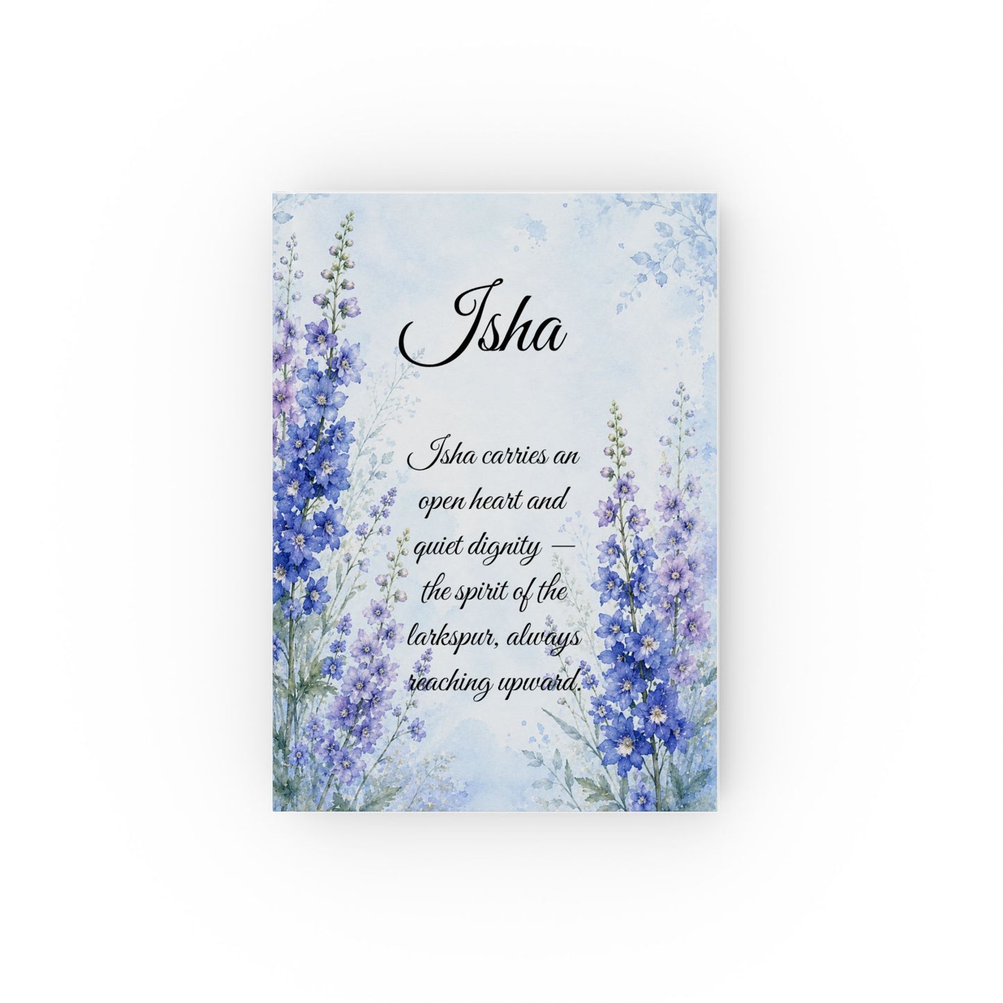Larkspur Birth Month Flower Journal Custom Name, July Birthday Gift for Her, Rare Birth Flower Personalized Diary