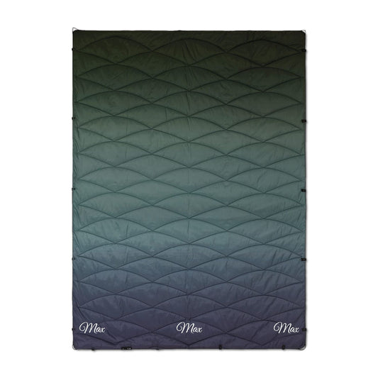 Gradient Quilted Embroidered Puffer Blanket | Cozy Throw, Outdoor Lap Blanket