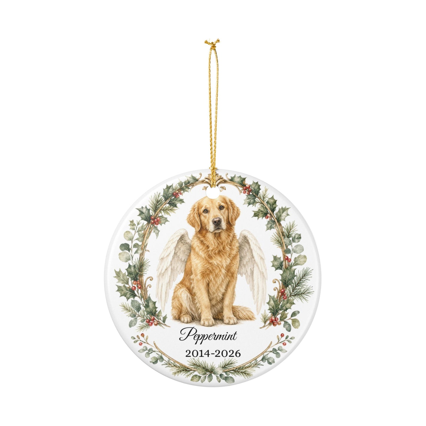 Dog Memorial Ornament Personalized with Name, Dog Angel Wings Remembrance Keepsake, Pet Loss Sympathy Gift Christmas