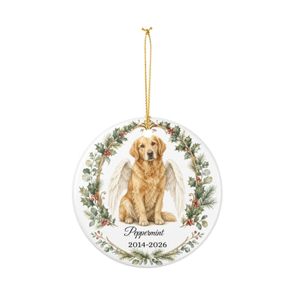 Dog Memorial Ornament Personalized with Name, Dog Angel Wings Remembrance Keepsake, Pet Loss Sympathy Gift Christmas