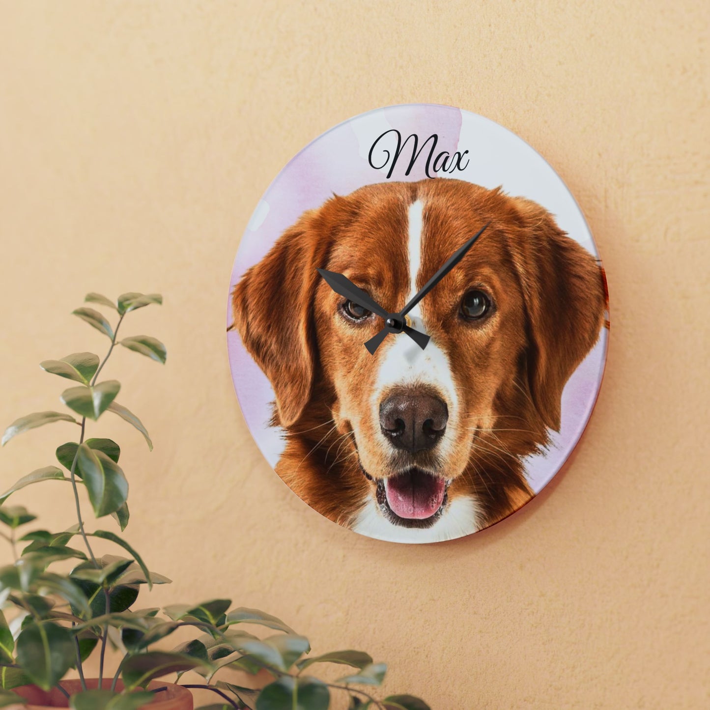 Personalized Dog Photo Wall Clock Acrylic | Custom Pet Portrait Clock