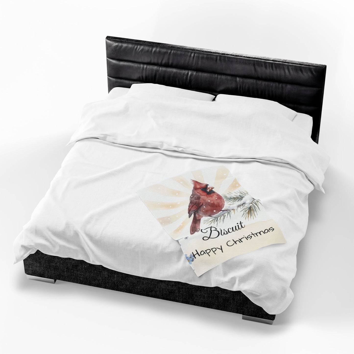 Copy of Bearded Man Portrait Velveteen Plush Blanket | Holiday Script "Happy Christmas"