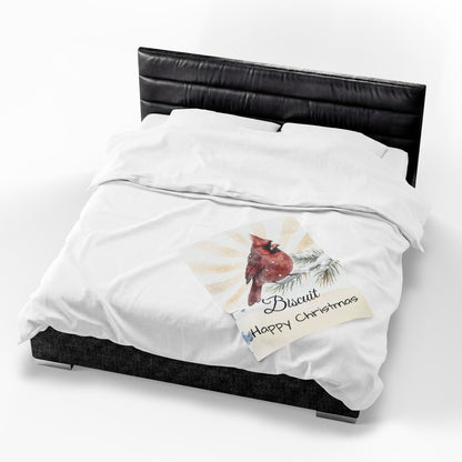 Copy of Bearded Man Portrait Velveteen Plush Blanket | Holiday Script "Happy Christmas"