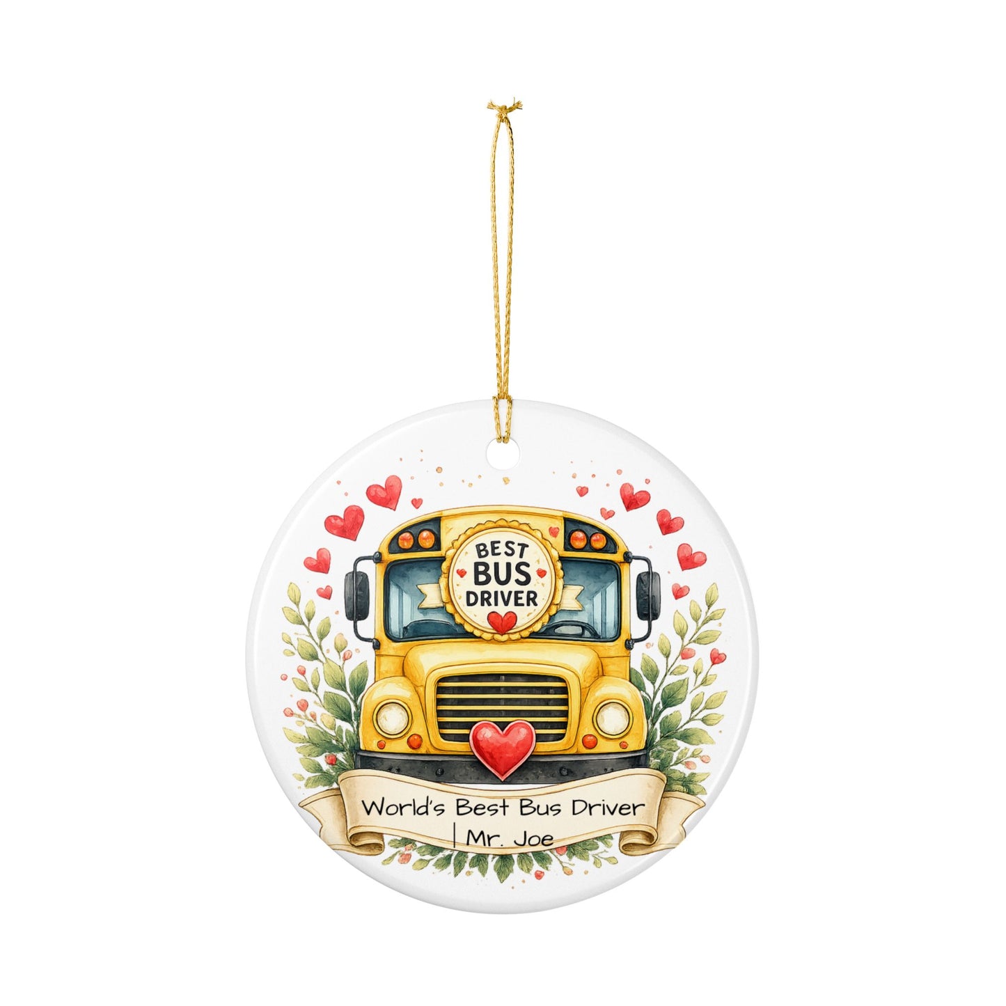 Best Bus Driver Christmas Ornament Personalized with Name, Ceramic Keepsake, Bus Driver Thank You Gift 2026