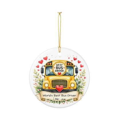 Best Bus Driver Christmas Ornament Personalized with Name, Ceramic Keepsake, Bus Driver Thank You Gift 2026