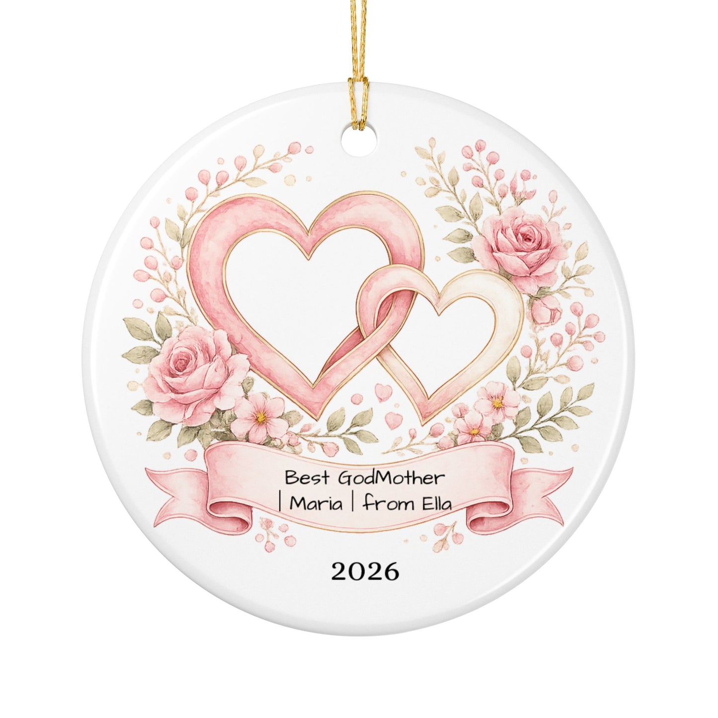Godmother Christmas Ornament Personalized, Ceramic Keepsake with Name, Gift for Godmother from Godchild 2026