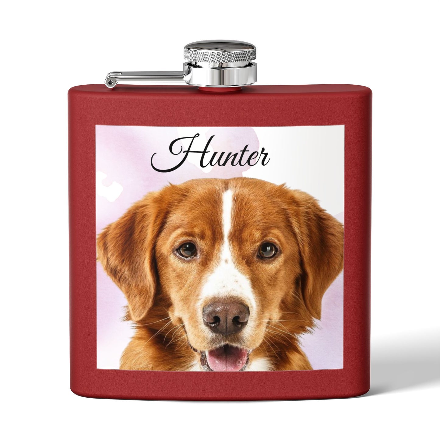 Personalized Dog Photo Flask stainless steel 6oz | Custom Pet Name