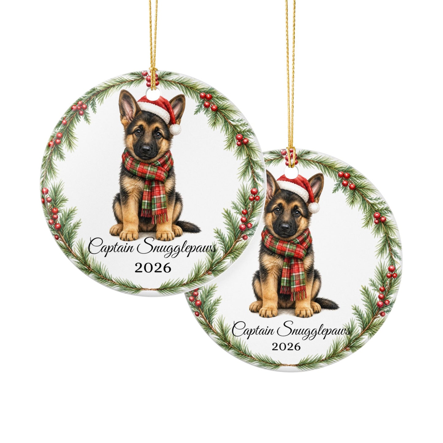 German Shepherd Ornament Personalized with Name, GSD Christmas Ornament, Dog Mom Dad Gift, Shepherd Lover Keepsake 2026