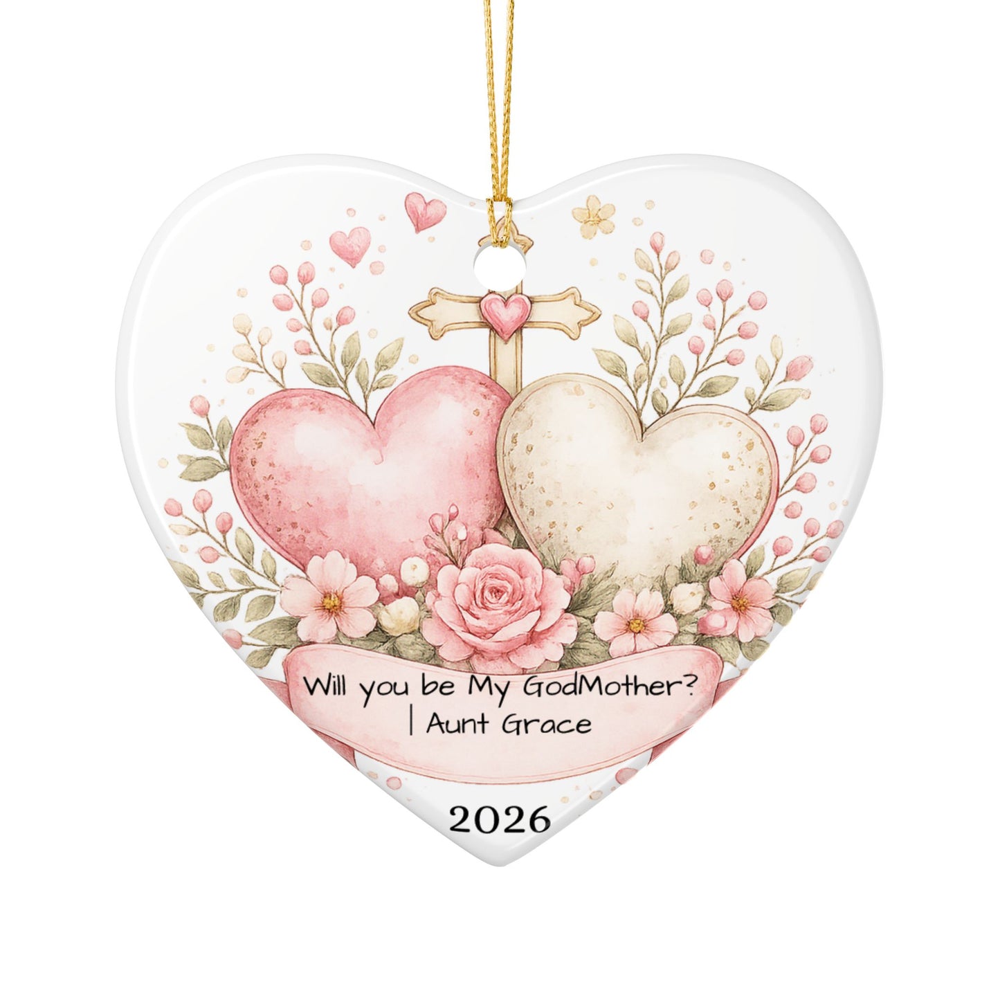 Will You Be My Godmother Ornament Personalized, Ceramic Proposal Keepsake with Name, Godmother Proposal Gift 2026