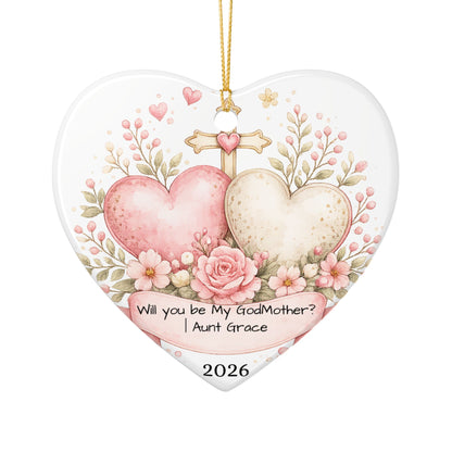 Will You Be My Godmother Ornament Personalized, Ceramic Proposal Keepsake with Name, Godmother Proposal Gift 2026