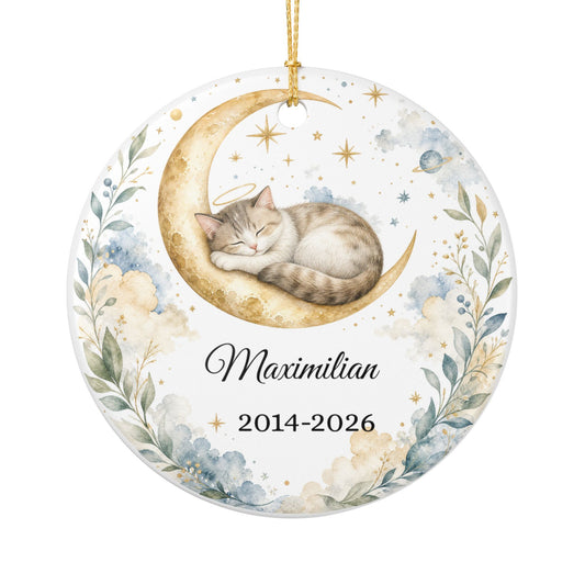 Cat Memorial Ornament Personalized with Name, Cat Angel Remembrance Keepsake, Loss of Cat Sympathy Gift, Pet Memorial