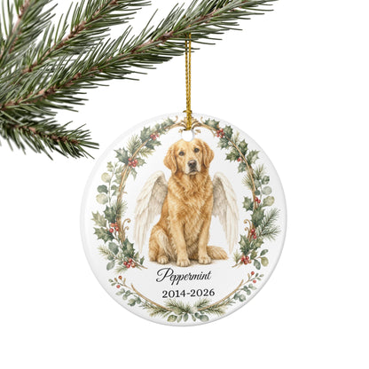 Dog Memorial Ornament Personalized with Name, Dog Angel Wings Remembrance Keepsake, Pet Loss Sympathy Gift Christmas