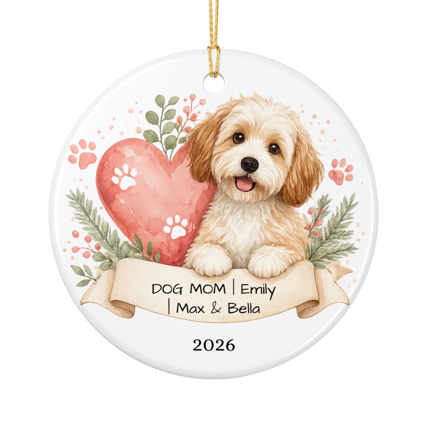 Dog Mom Christmas Ornament Personalized with Name, Ceramic Keepsake, Dog Mom Gift, Gift for Dog Lover Her 2026