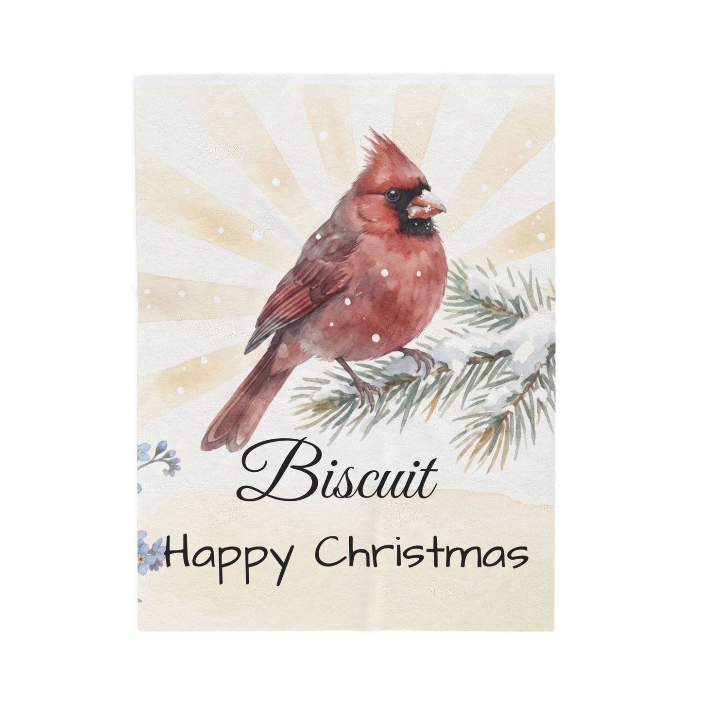 Copy of Bearded Man Portrait Velveteen Plush Blanket | Holiday Script "Happy Christmas"