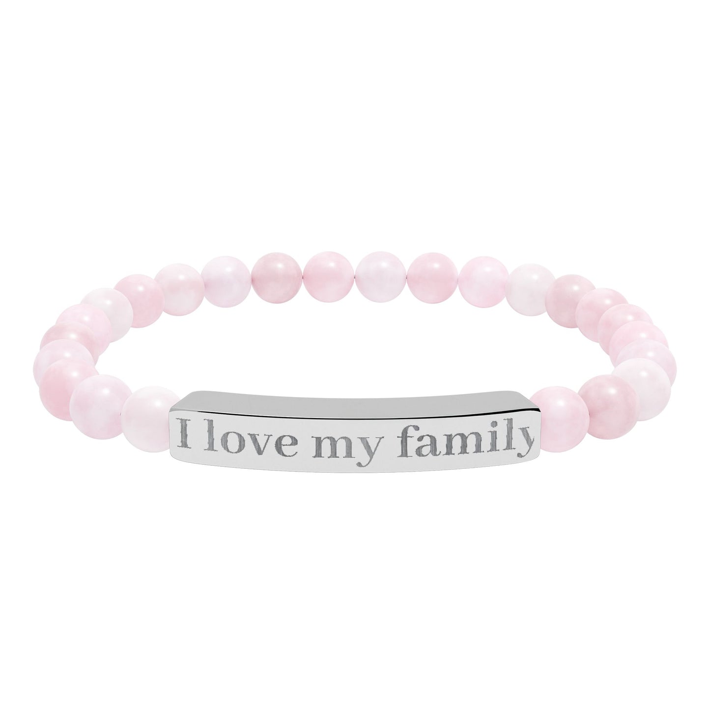I Love My Family Bar Bracelet | Natural Stone Stretch Bracelet