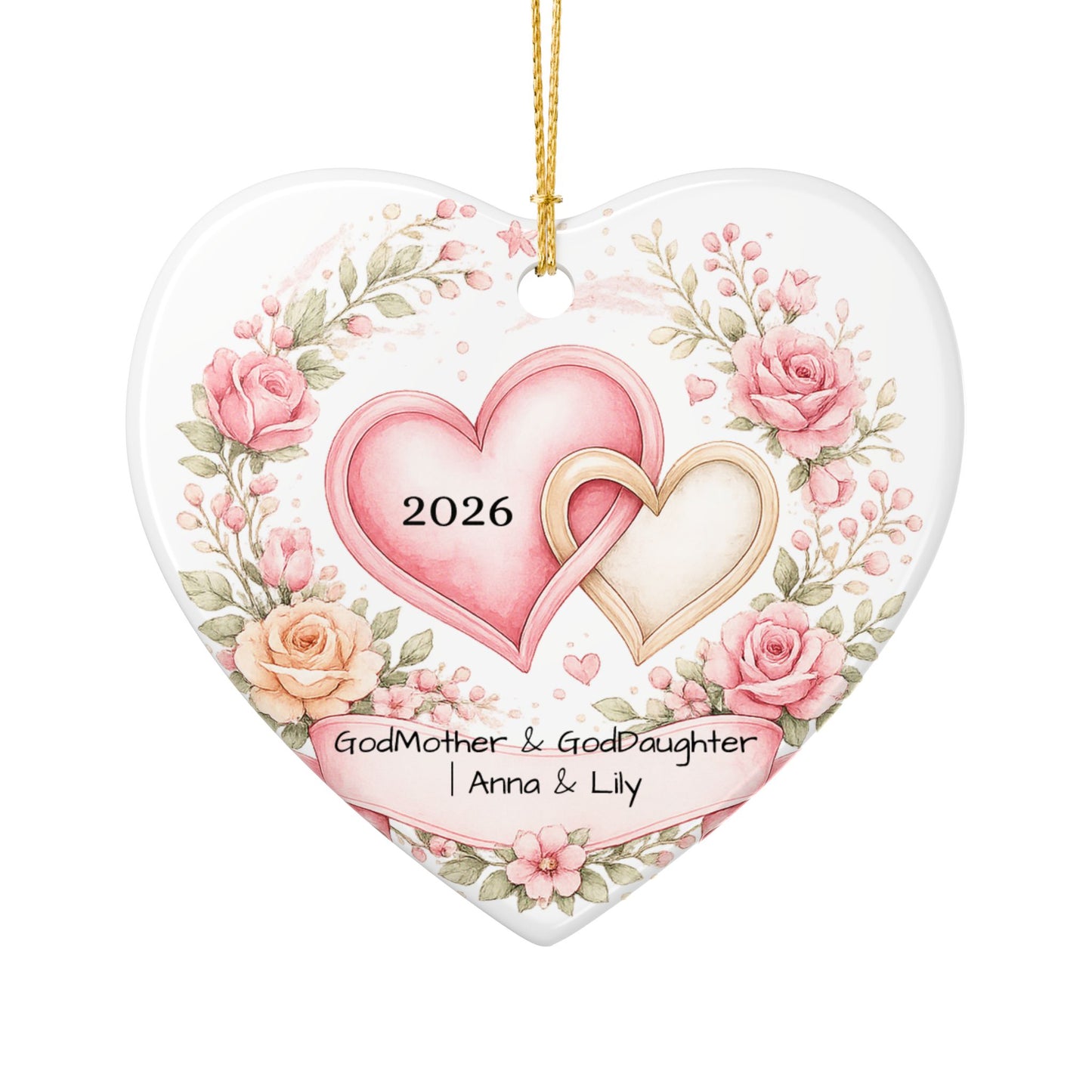 Godmother and Goddaughter Ornament Personalized, Ceramic Keepsake with Names, Godmother Goddaughter Gift 2026