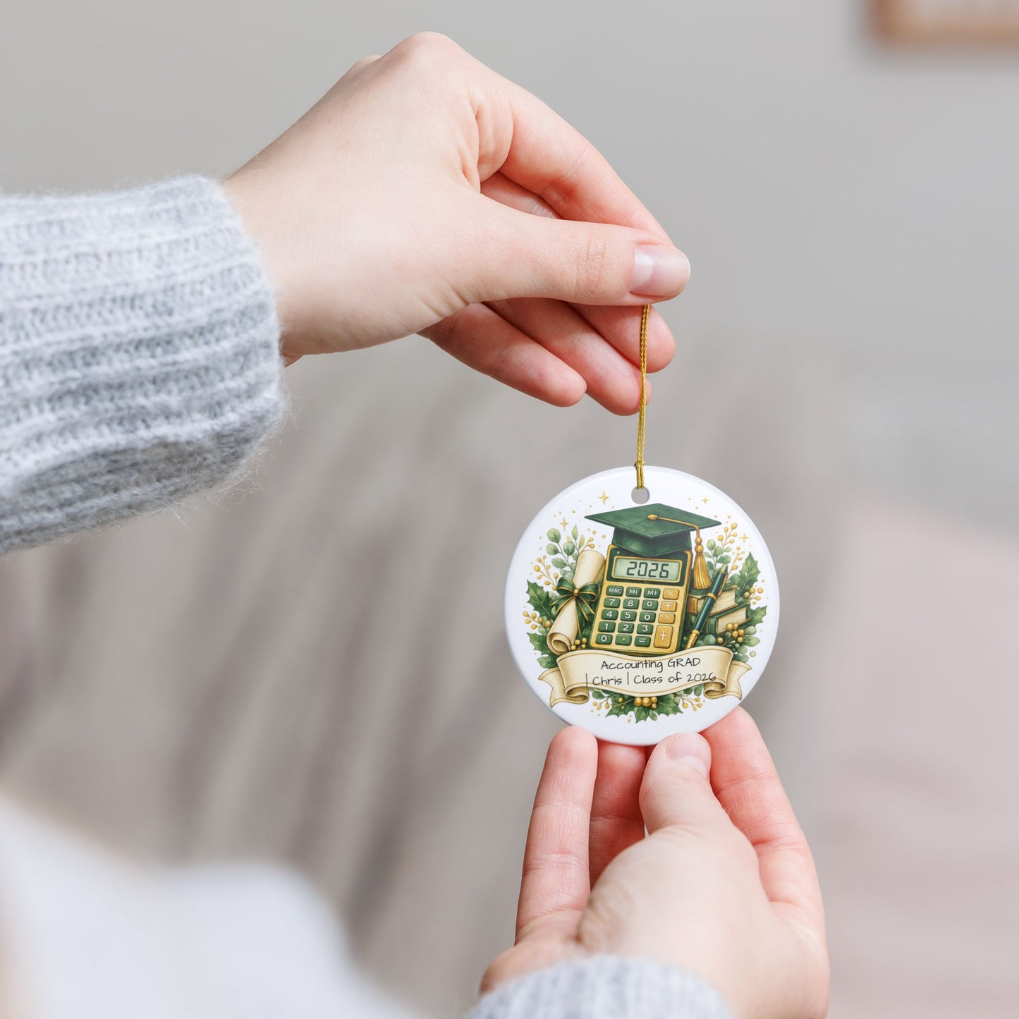 Accounting Graduate Ornament 2026 Personalized, Ceramic Keepsake with Name, Accounting Grad Gift, Future CPA Gift