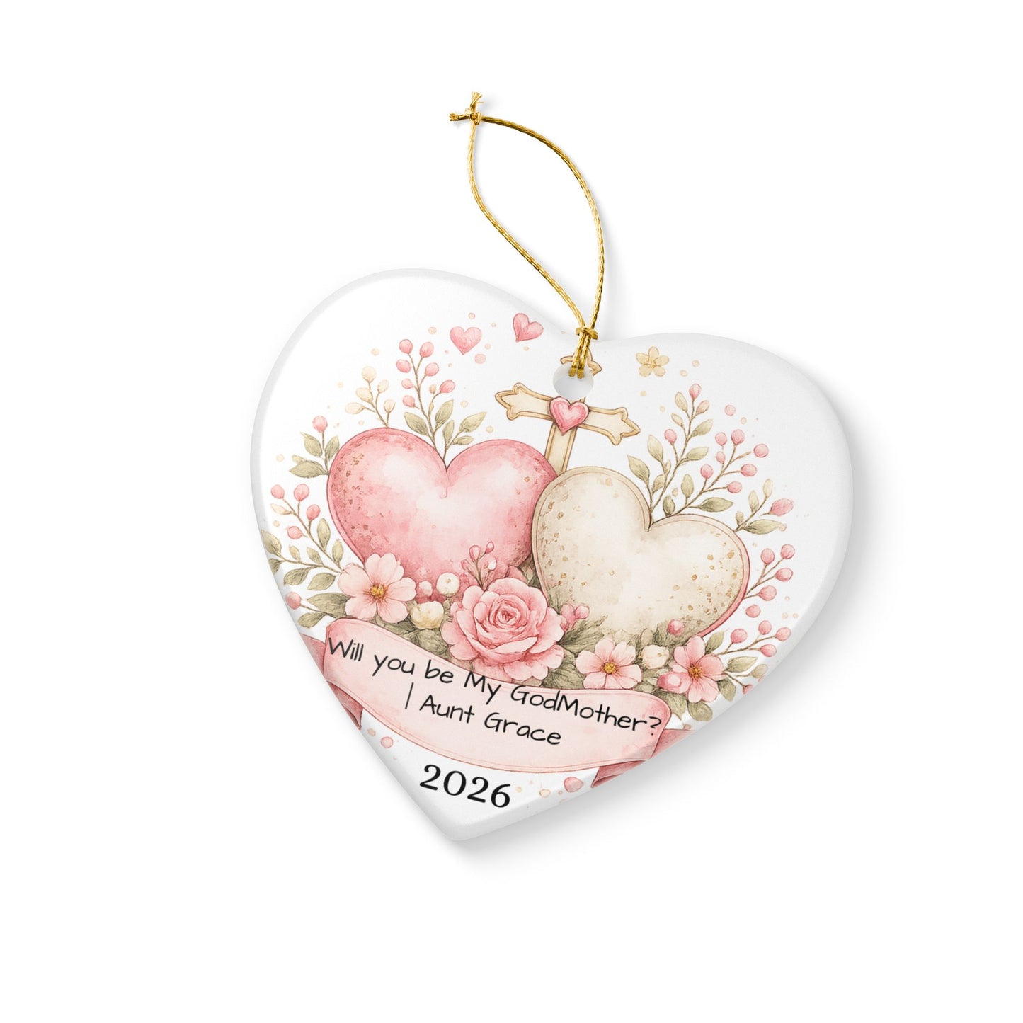Will You Be My Godmother Ornament Personalized, Ceramic Proposal Keepsake with Name, Godmother Proposal Gift 2026