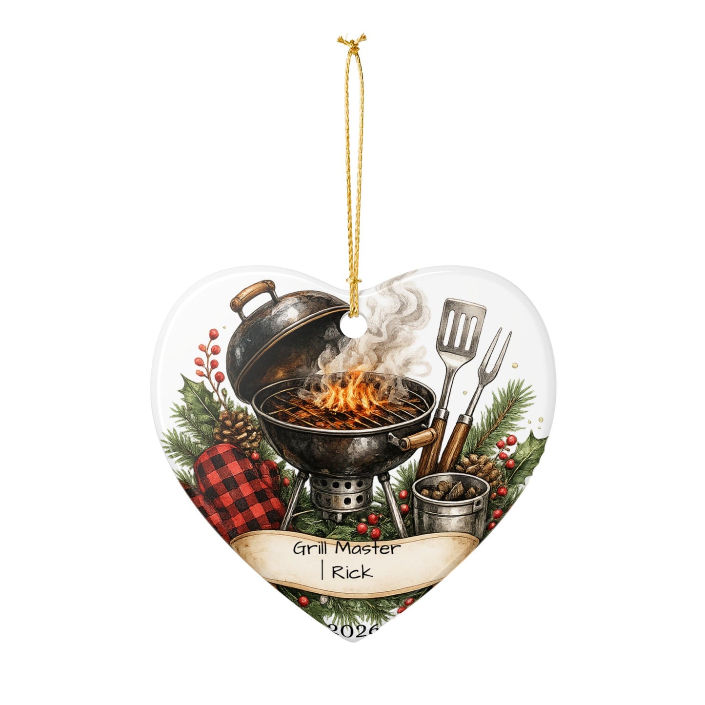 BBQ Father in Law Ornament Personalized, Grill Master Ceramic Keepsake with Name, Grilling FIL Gift 2026