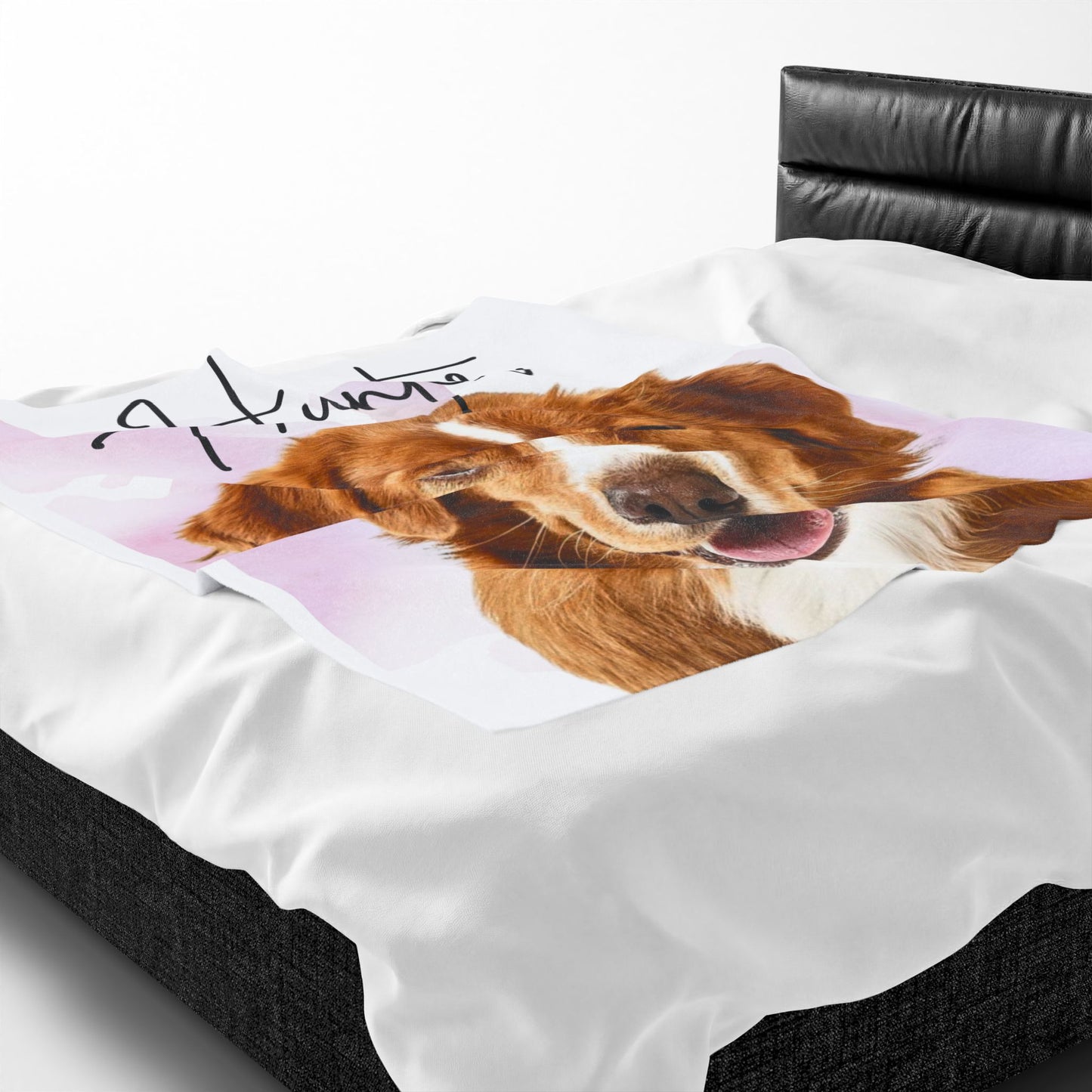 Personalized Dog Portrait Velveteen Plush Blanket | Custom Name Pet Blanket