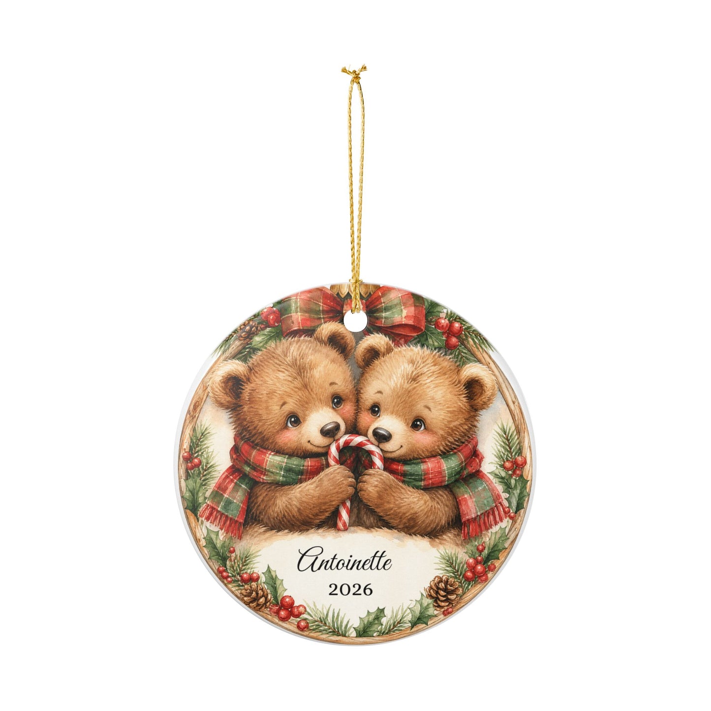 Twins First Christmas Ornament Personalized with Names, Twin Bears Keepsake 2026, Twin Baby Gift, New Twins Ornament