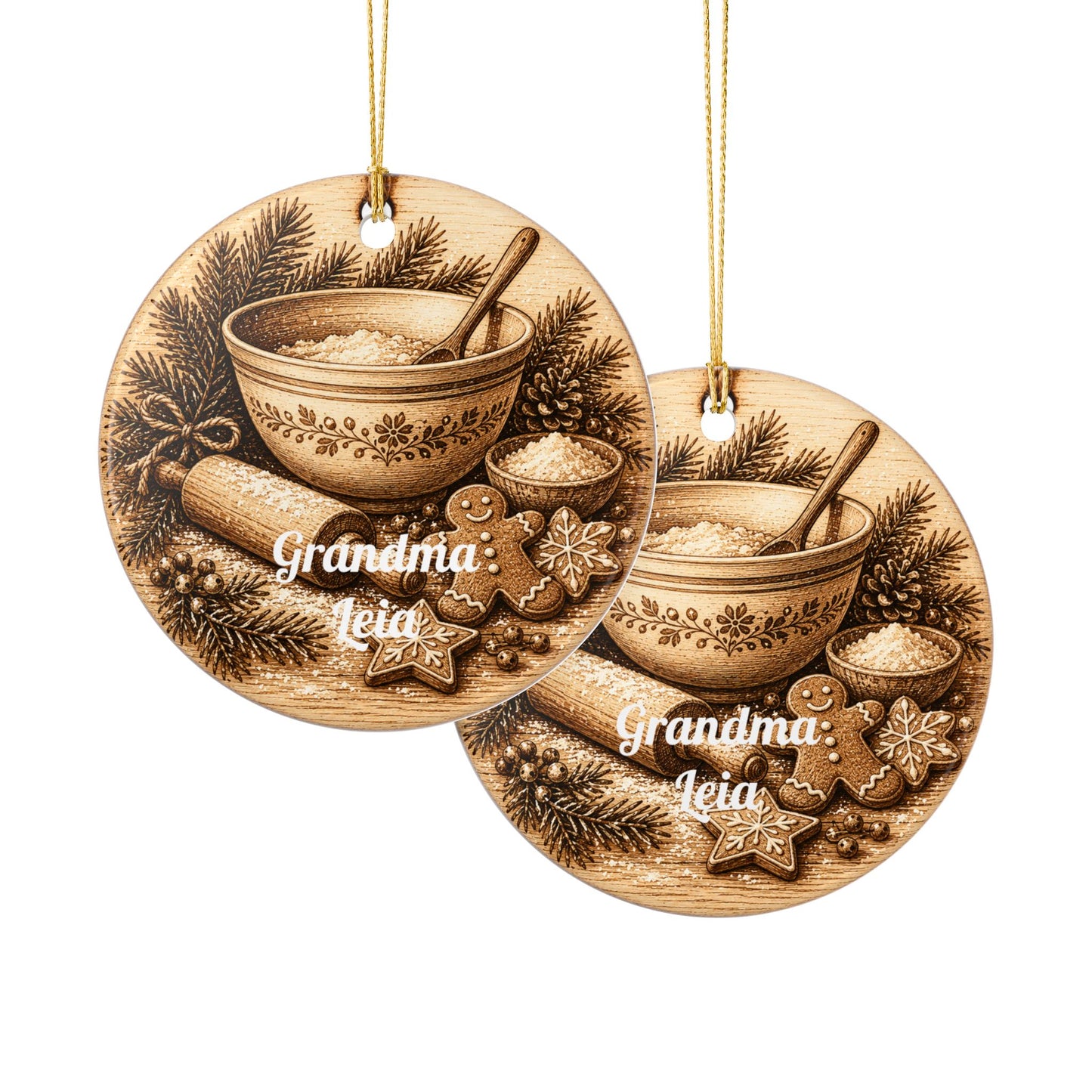 Baking Bowl Gingerbread Heart Ornament | Ceramic Ornament