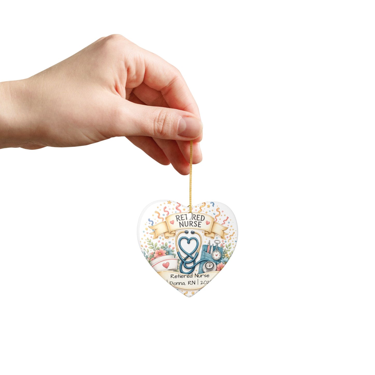 Retired Nurse Christmas Ornament 2026 Personalized, Ceramic Keepsake with Name, Nurse Retirement Gift, RN Gift