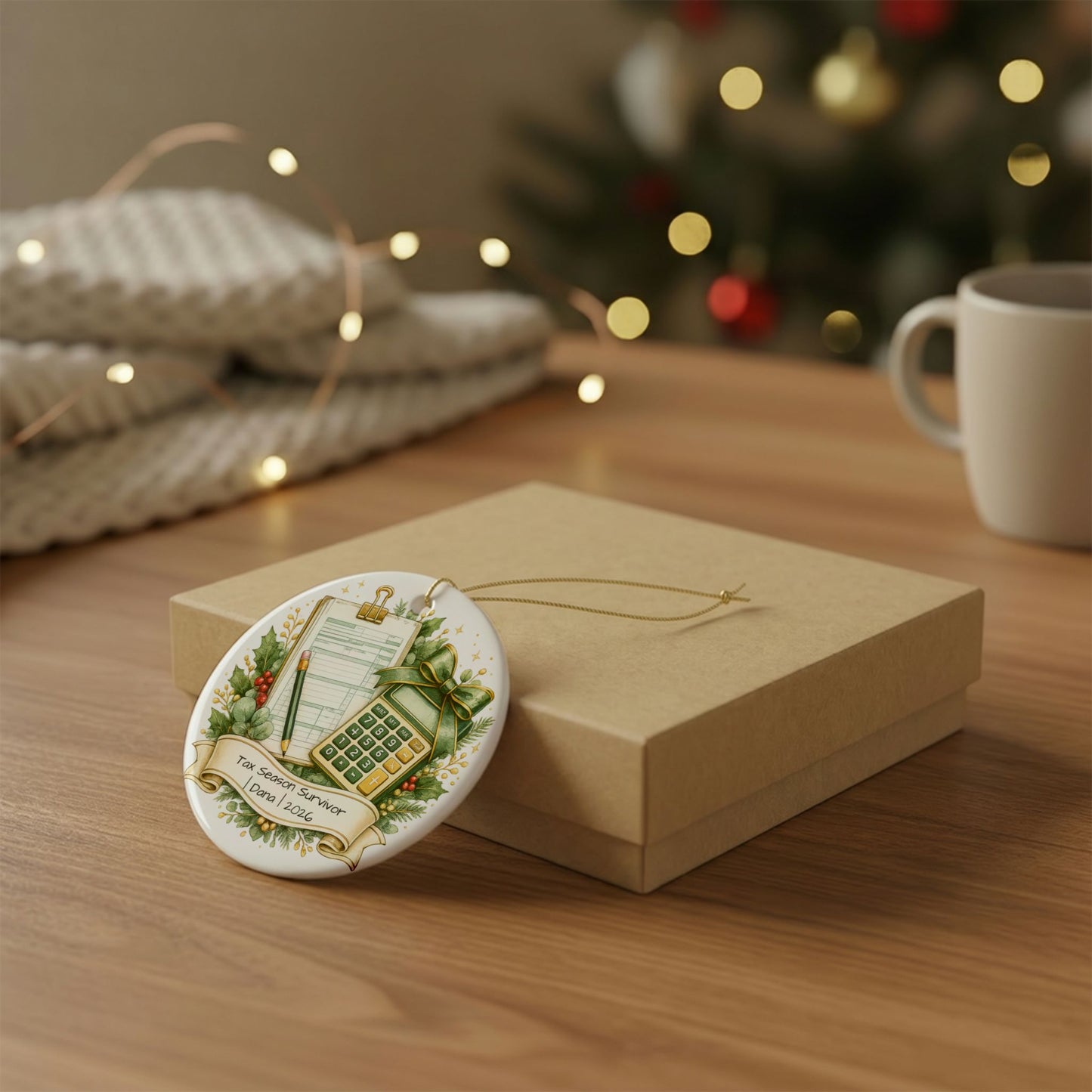 Tax Preparer Christmas Ornament Personalized with Name, Ceramic Keepsake, Tax Season Gift, Accountant Funny Gift 2026