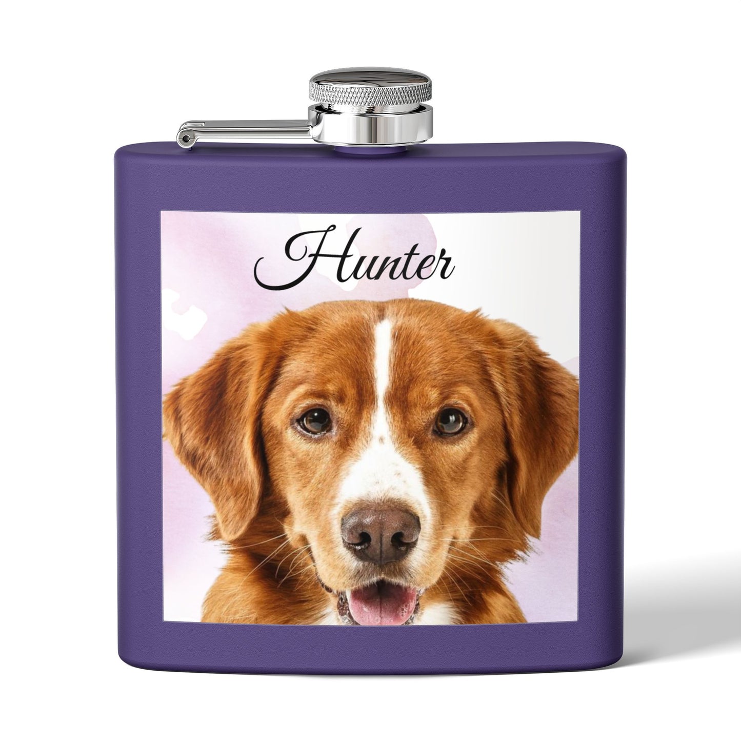 Personalized Dog Photo Flask stainless steel 6oz | Custom Pet Name