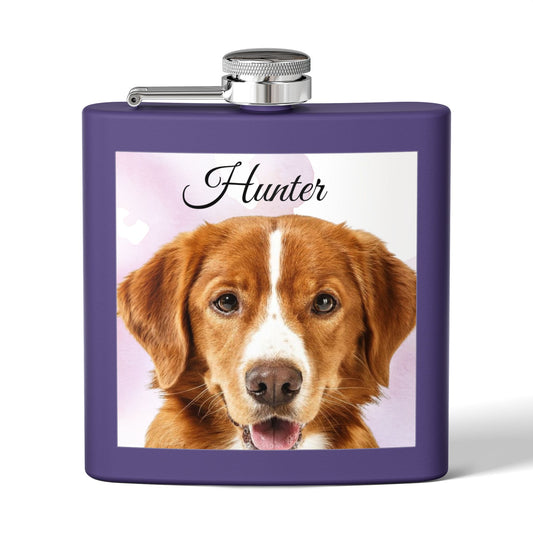 Personalized Dog Photo Flask stainless steel 6oz | Custom Pet Name