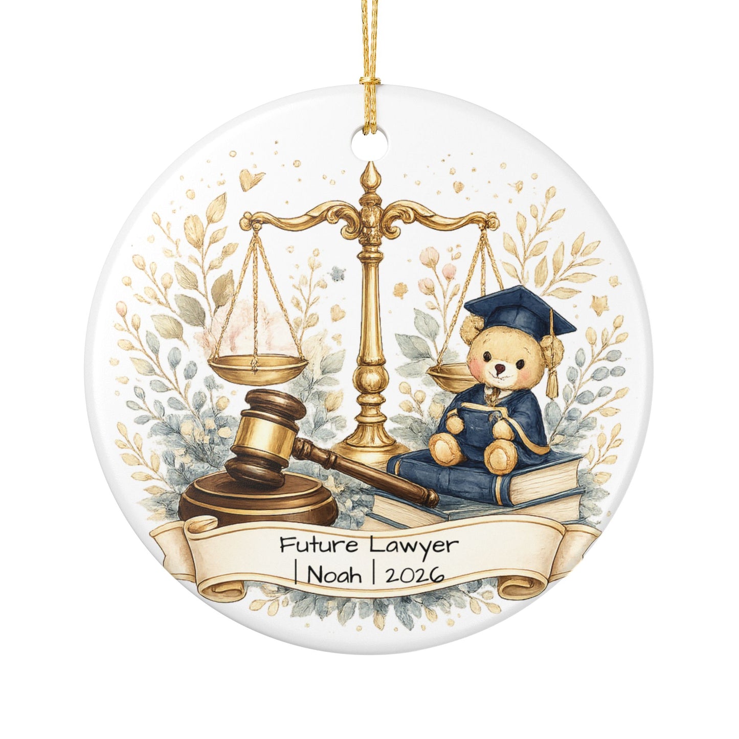 Future Lawyer Christmas Ornament Personalized with Name, Cute Ceramic Keepsake, Kids Attorney Gift, Baby Gift 2026