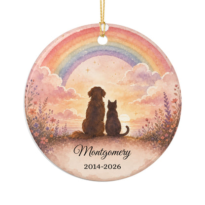 Pet Memorial Ornament Personalized, Rainbow Bridge Keepsake with Name, Dog Cat Remembrance Gift, Pet Loss Sympathy