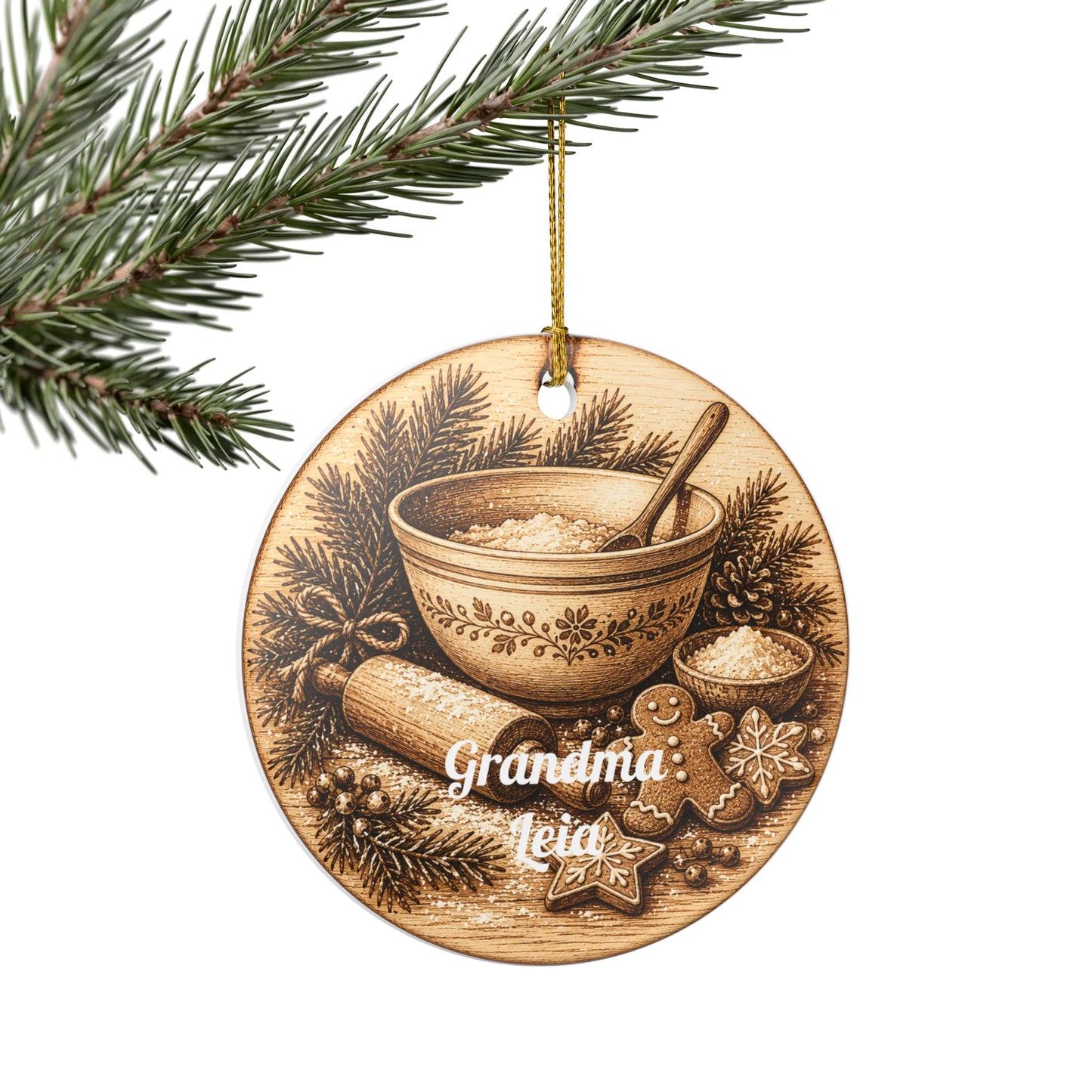 Baking Bowl Gingerbread Heart Ornament | Ceramic Ornament
