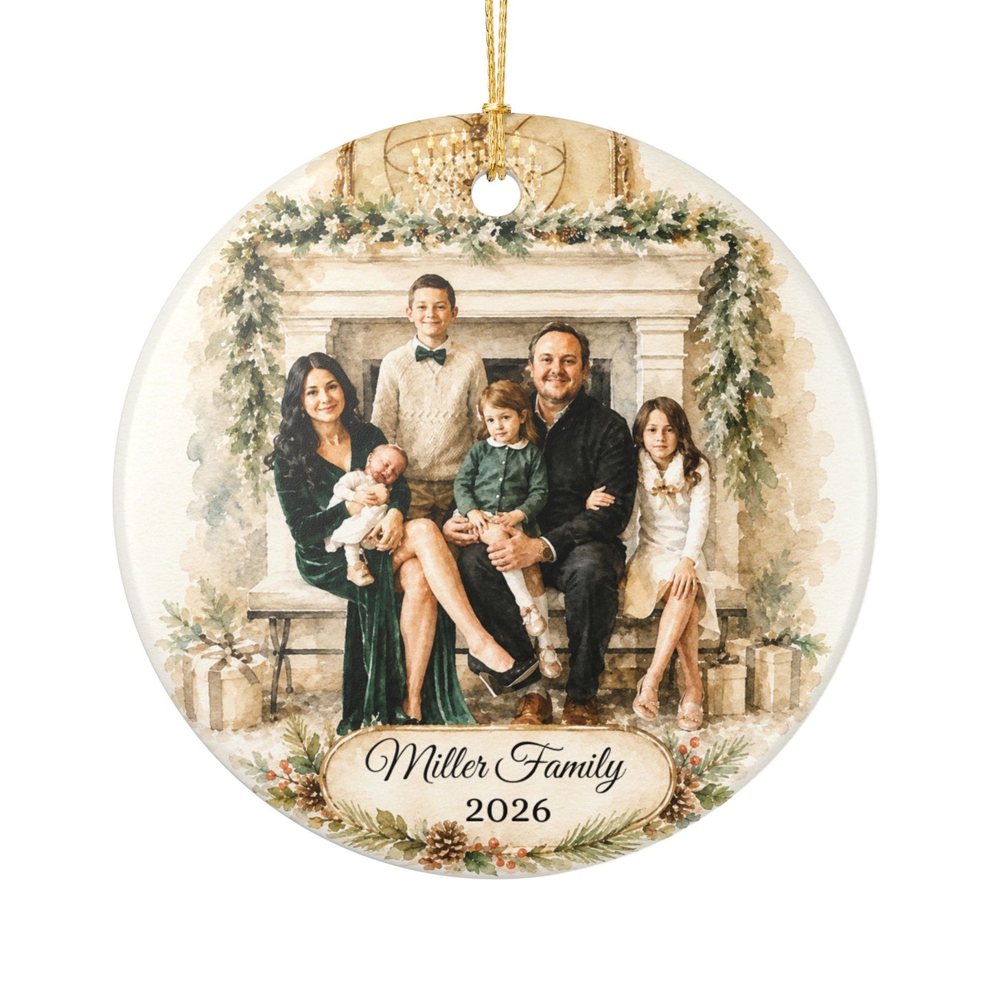 Custom Family Photo Ornament 2026 Ceramic Holiday Keepsake | Personalized Name