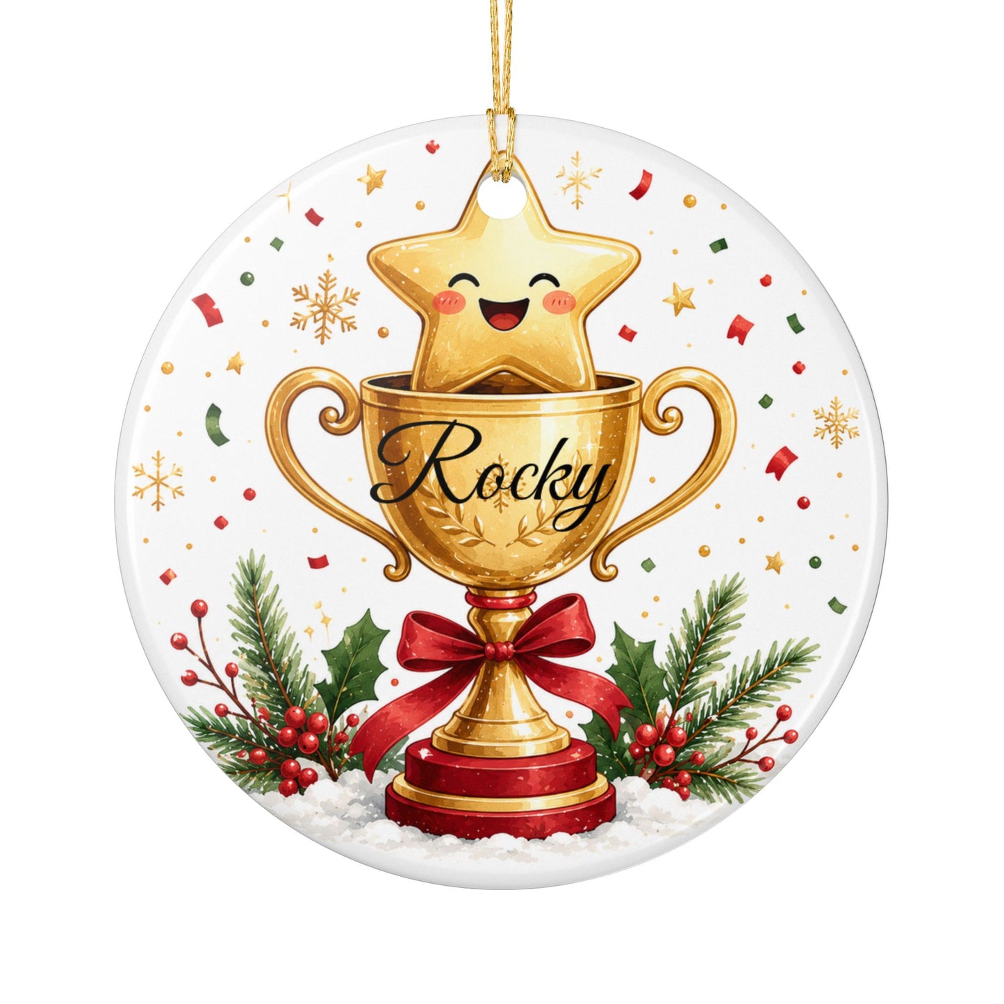 Cute Trophy Star Christmas ornament | Ceramic Ornament