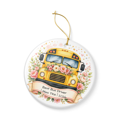 Female Bus Driver Christmas Ornament Personalized with Name, Ceramic Keepsake, Bus Driver Gift for Her 2026